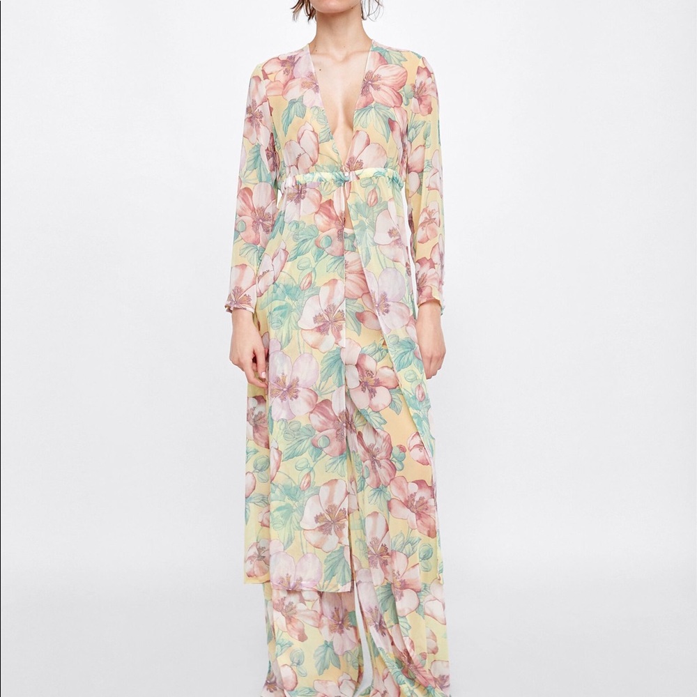 Zara sheer long kimono shirt